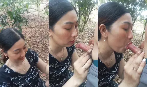 Bà chủ quán cà phê đưa trai trẻ ra sau vườn nhà bú cu